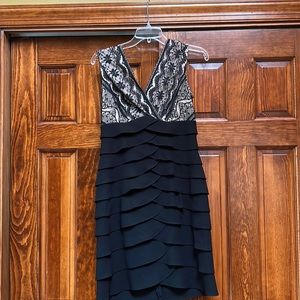 Stylish black with black lace cocktail dress